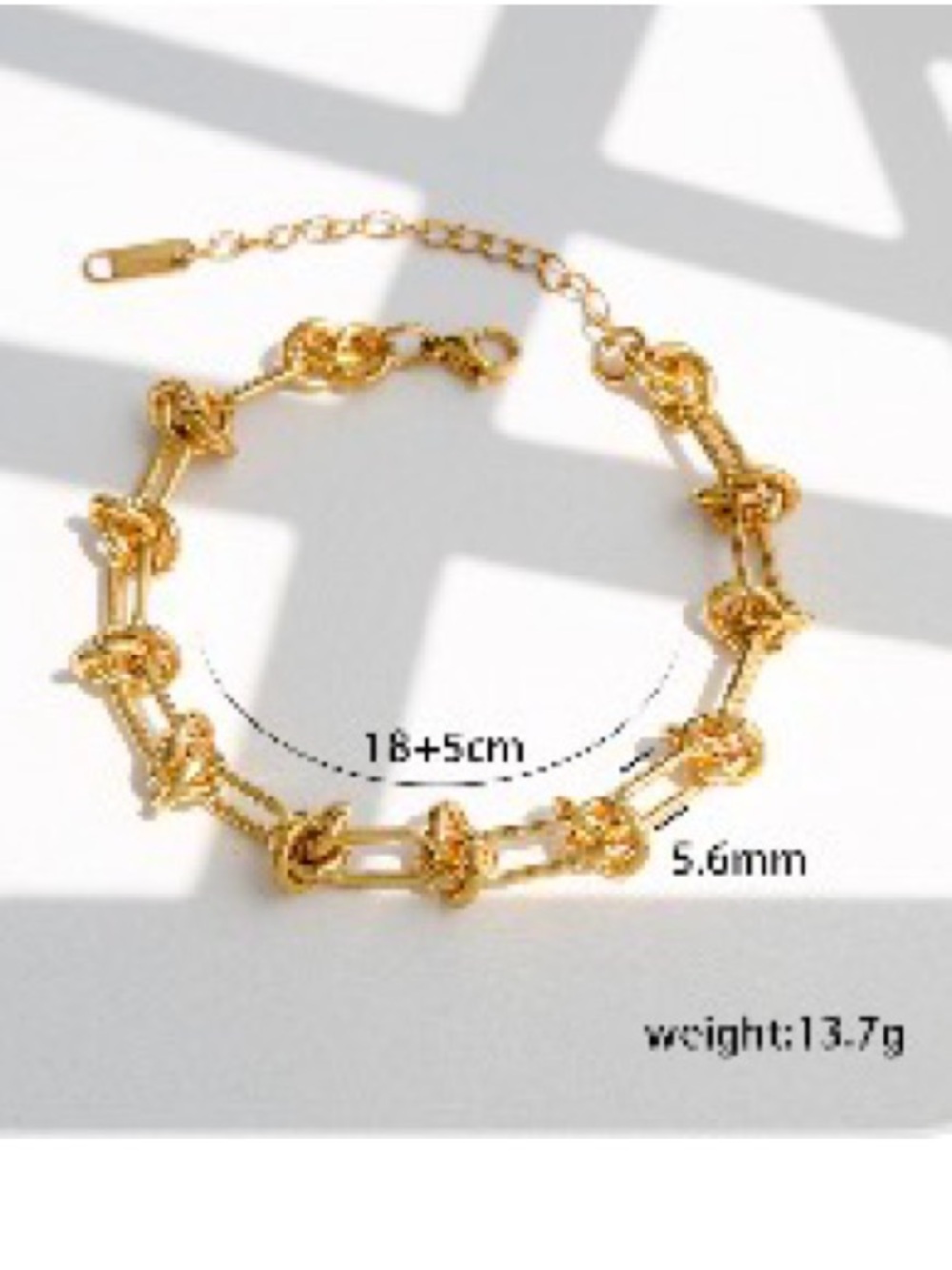 18 k Gold plated Knot Link Bracelet - Women Jewelry
